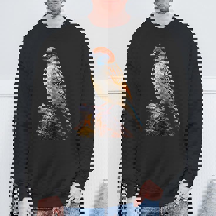 ギフト現実的なスズメ自然木鳥 スウェットシャツ 高齢者への贈り物