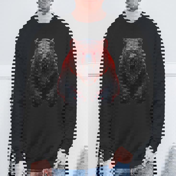 クマ、怒ったグリズリーベア、危険なホラーベア スウェットシャツ 高齢者への贈り物