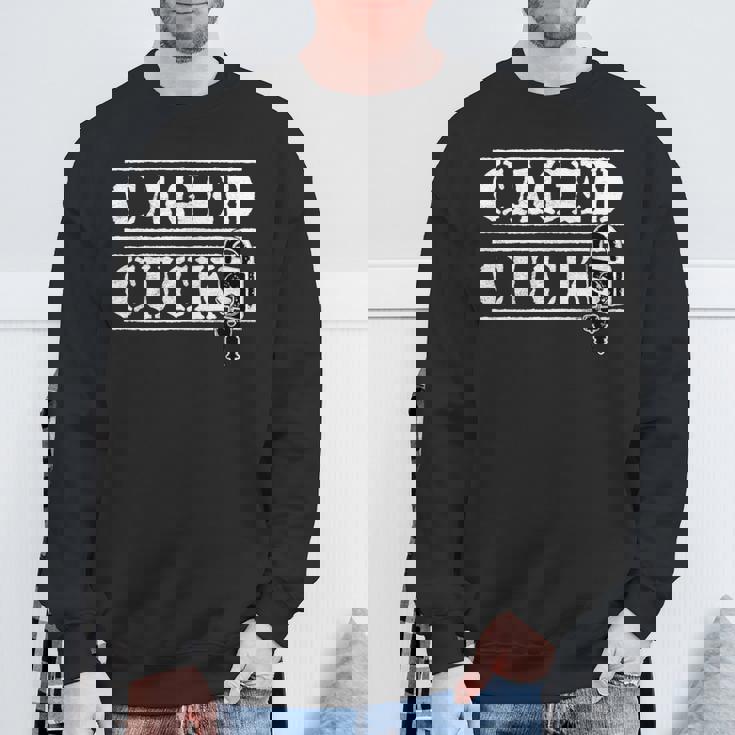 ケージドされた従順なコック、フェムドム カッコド 男性 貞操プレイ 長袖tシャツ スウェットシャツ 高齢者への贈り物