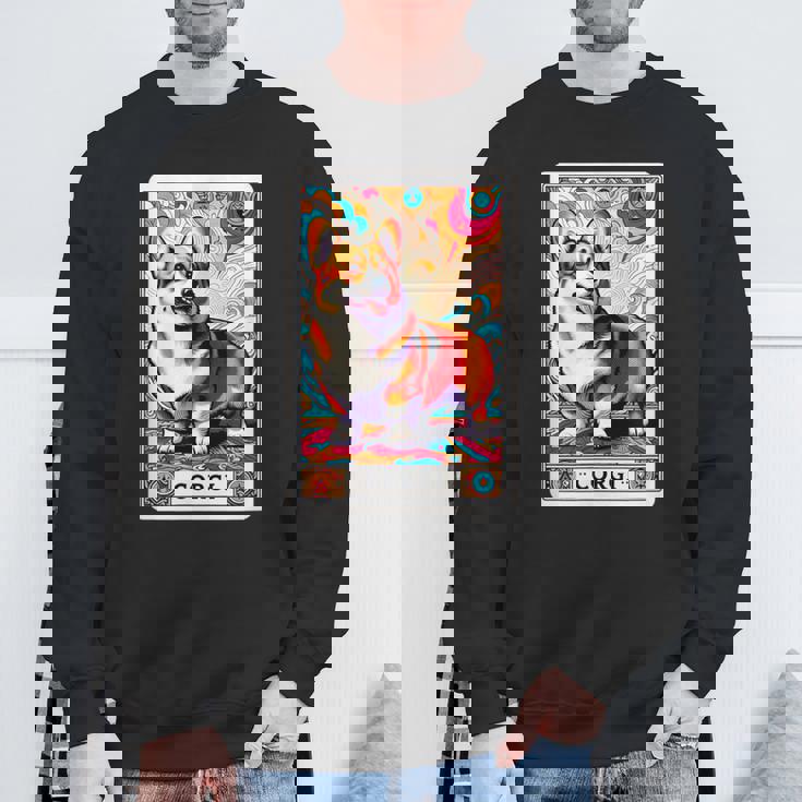 コーギー 面白いtシャツ 犬 タロット カード かわいい メンズ 子供 おもしろ 服 グッズ ネタ わんこ スウェットシャツ 高齢者への贈り物