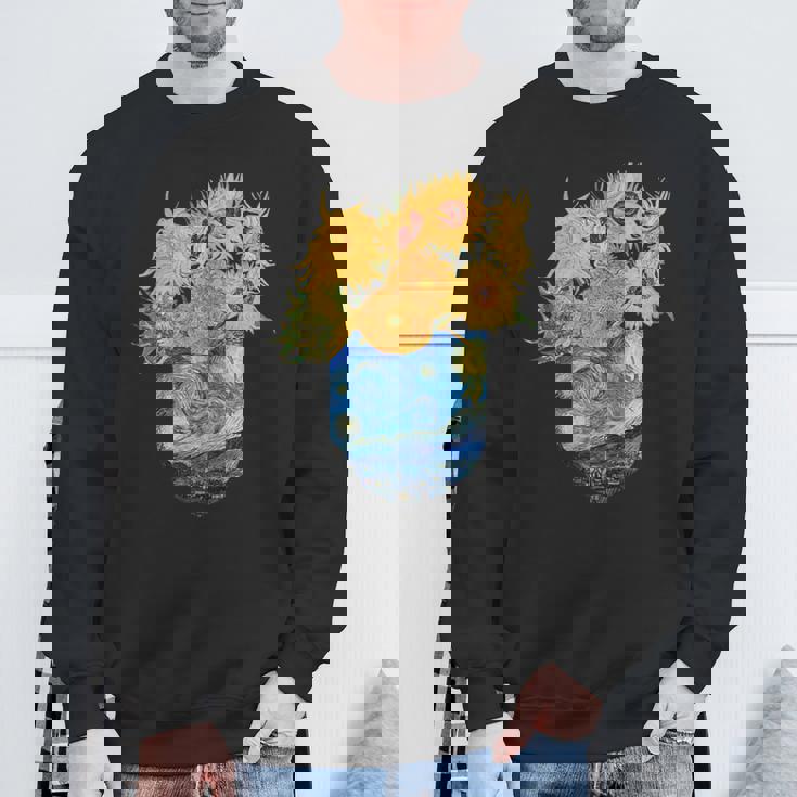 ゴッホ ひまわり&星月夜ポケット 美的アート スウェットシャツ 高齢者への贈り物