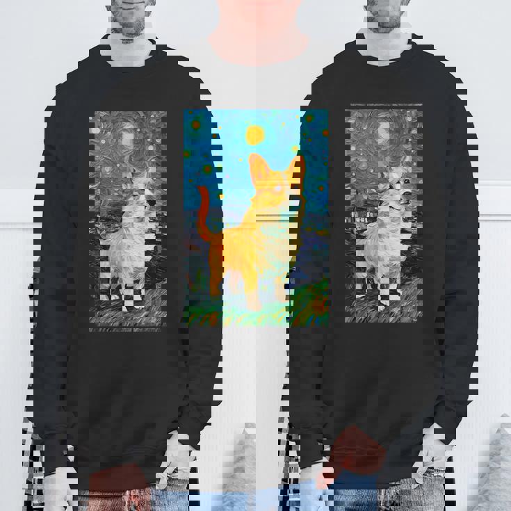 ゴッホ動物アート 動物愛好家のためのかわいいコーギー犬 スウェットシャツ 高齢者への贈り物