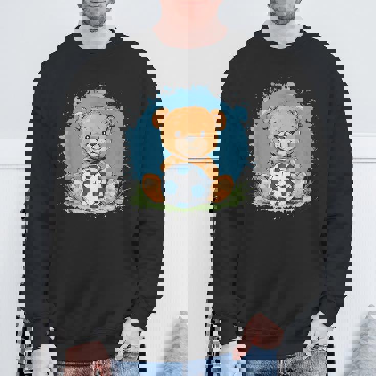 サッカーボール付きのかわいいテディベア スウェットシャツ 高齢者への贈り物