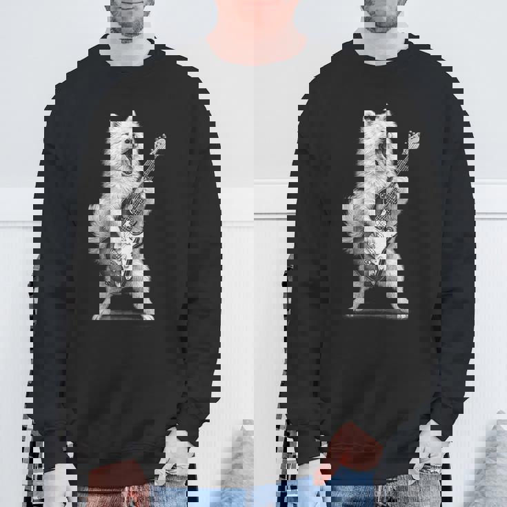 サモエド ギターを弾く ロックミュージック 犬好き スウェットシャツ 高齢者への贈り物