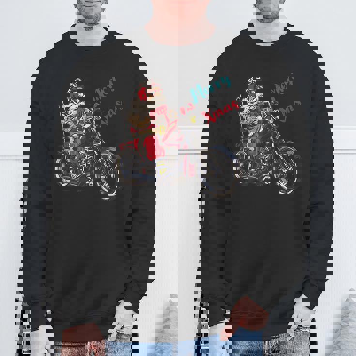 サンタクロース 面白い バイク イラスト メリー クリスマス パロディ イラスト スウェットシャツ 高齢者への贈り物