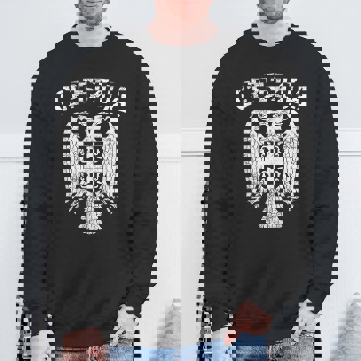 セルビア セルビア セルビア語 紋章 イーグル クロス 旗 キリル文字 スウェットシャツ 高齢者への贈り物