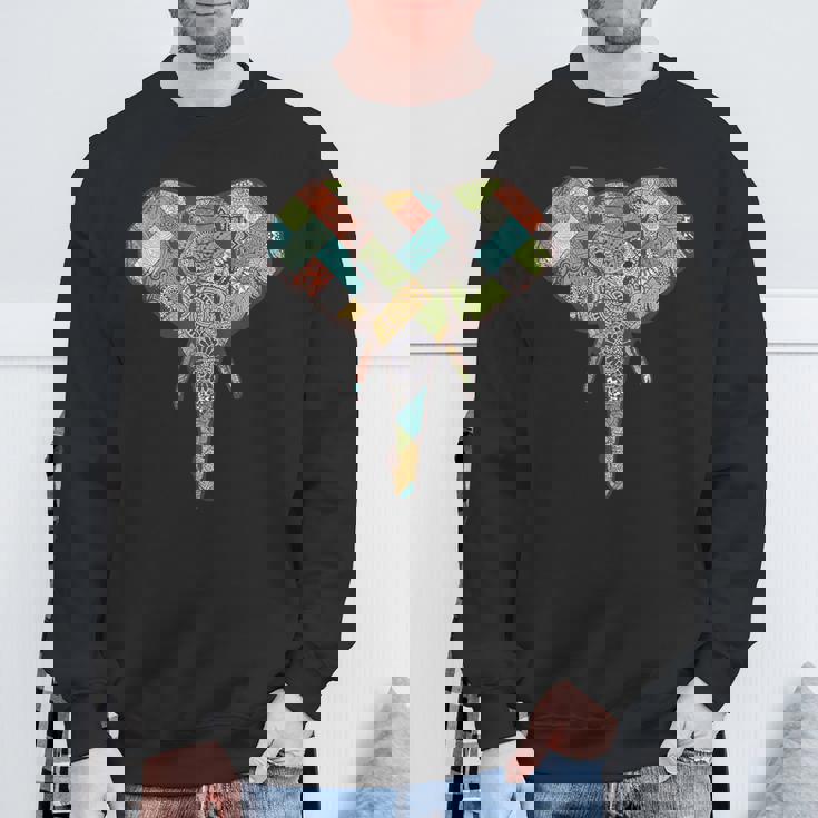 ゾウ I ワイルドライフ I カラフルなゾウ スウェットシャツ 高齢者への贈り物