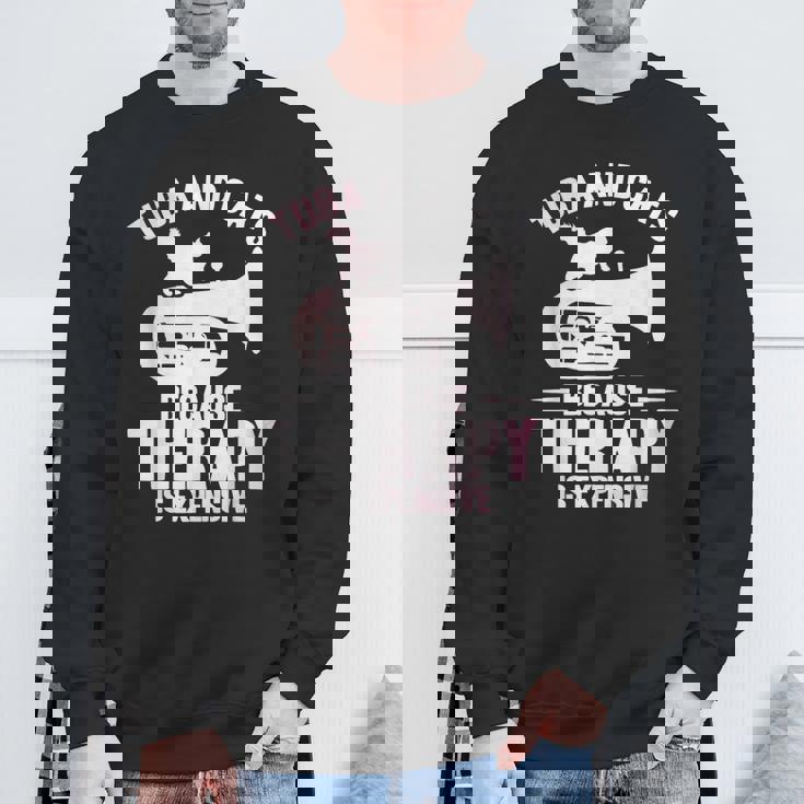 チューバ 水彩 チューバと猫 スウェットシャツ 高齢者への贈り物