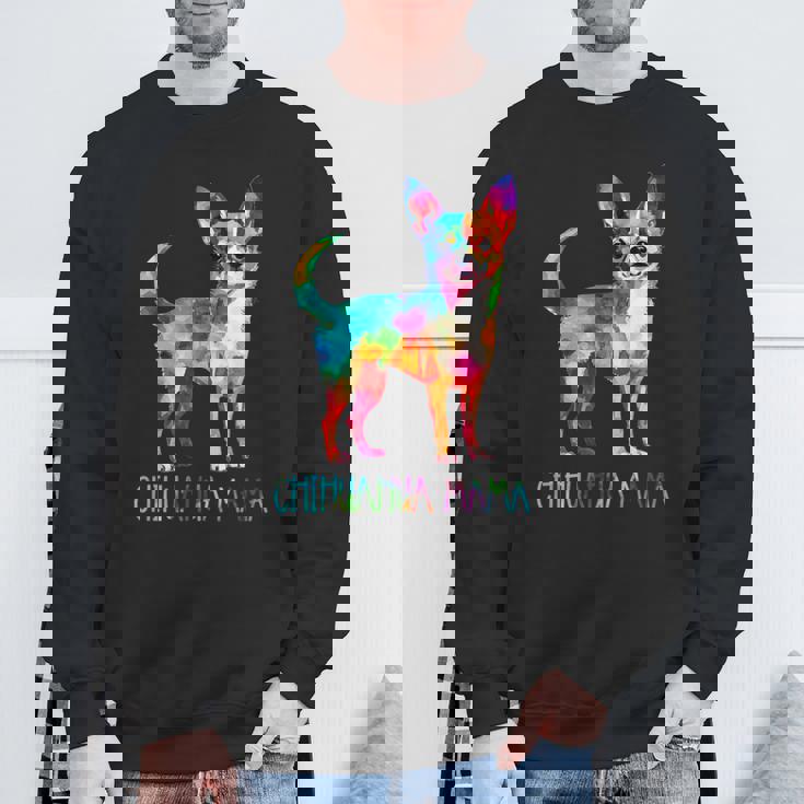 チワワ ママ 水彩画 芸術的 犬 恋人 ティーカップ スウェットシャツ 高齢者への贈り物