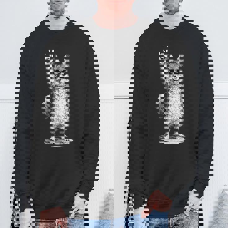 チンチラ ロックミュージック レトロ ヴィンテージ ペット愛好家 スウェットシャツ 高齢者への贈り物