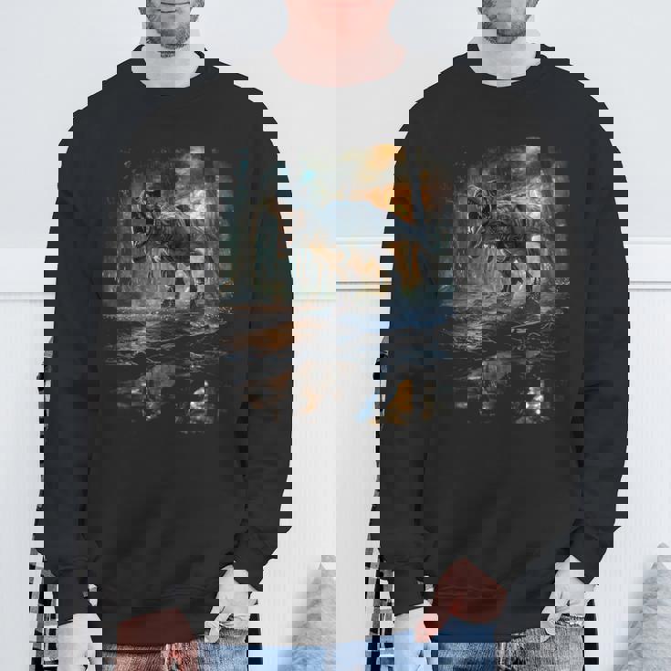 ティレックス 夜に吠える恐竜 リアルなグラフィックデザイン 長袖tシャツ スウェットシャツ 高齢者への贈り物