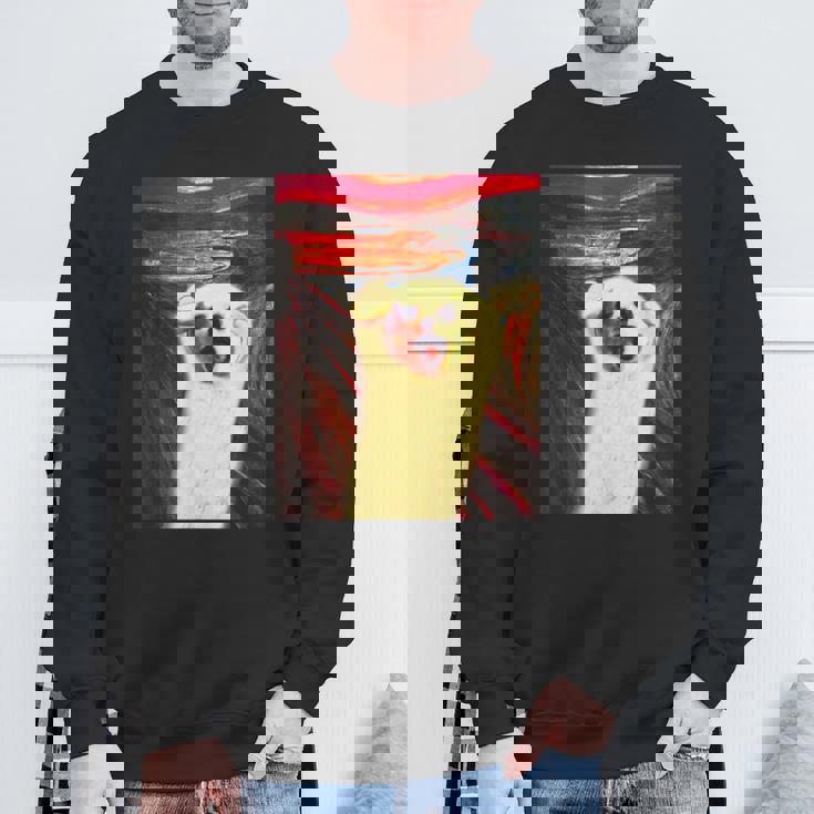 トイプードル 面白いtシャツ 犬 ムンクの叫び かわいい メンズ 子供 おもしろ 服 グッズ ネタ わんこ スウェットシャツ 高齢者への贈り物