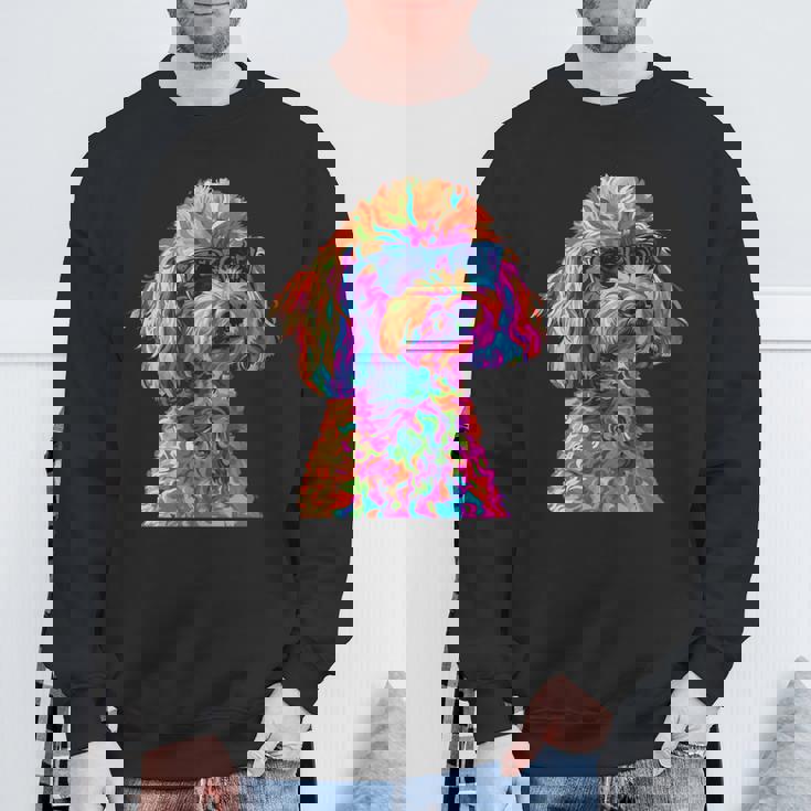 トイプードル愛好家デザイン ポップアート 面白いトイプードル 犬 長袖tシャツ スウェットシャツ 高齢者への贈り物