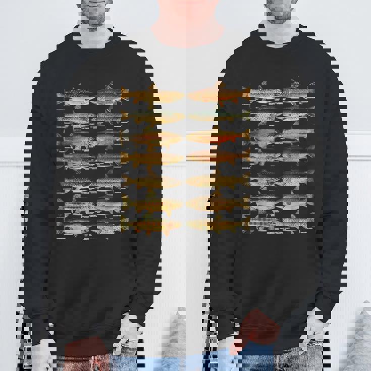 トラウト魚種種釣りギフト スウェットシャツ 高齢者への贈り物