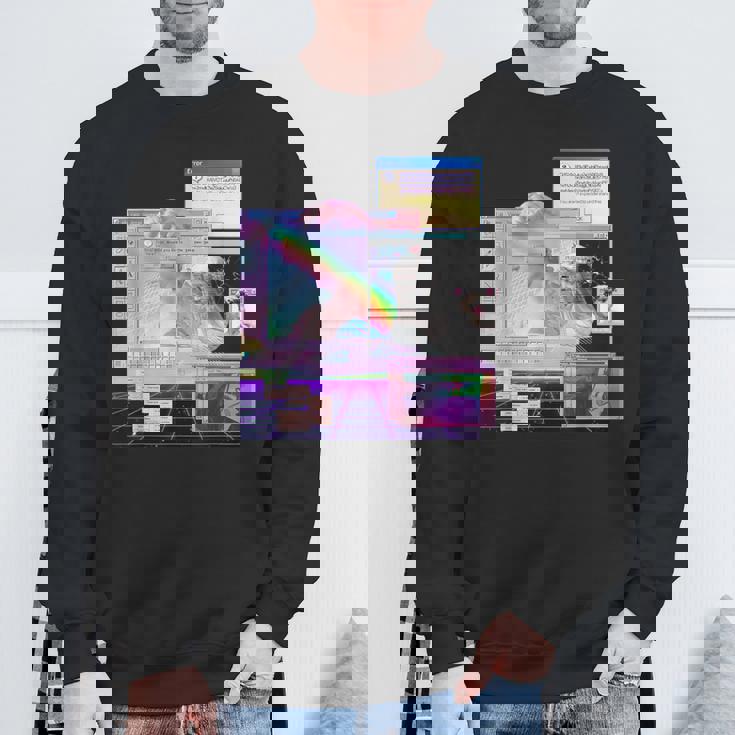 トリッピーサイバー美的ヴェイパーウェイヴインターネットクラシックアート スウェットシャツ 高齢者への贈り物