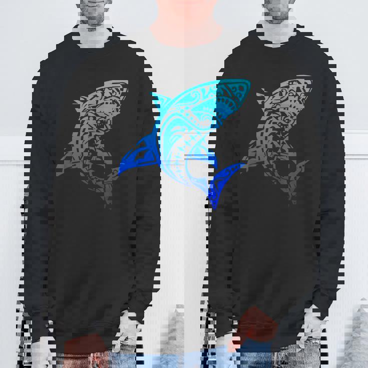 ハワイアン トライバル シャーク ポリネシアン タトゥースタイル バケーション スウェットシャツ 高齢者への贈り物