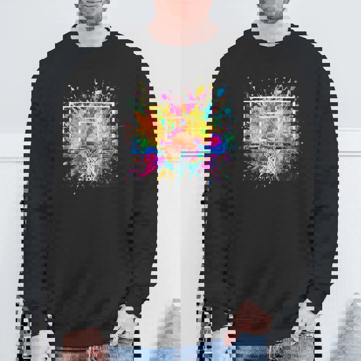 バスケットボール バスケ 面白tシャツ カラフル ゴール おもしろ 服 バスケ部 グッズ ネタ メンズ スウェットシャツ 高齢者への贈り物