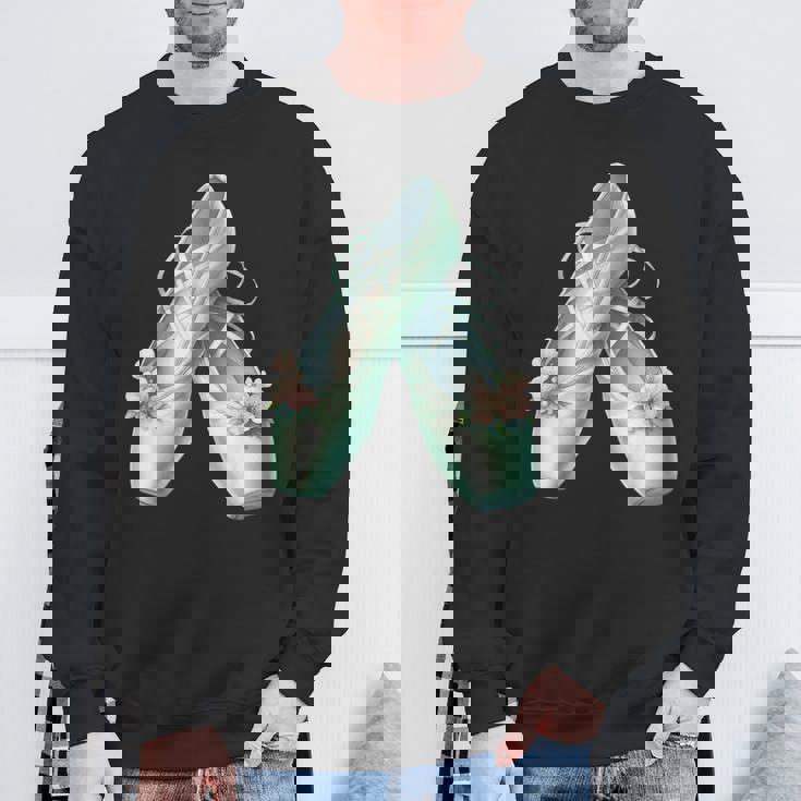 バレリーナガール ミントグリーン ダンス バレエ水彩画 スウェットシャツ 高齢者への贈り物