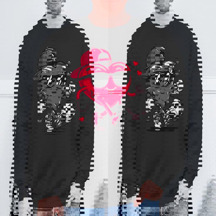 バレンタイン サッカー ハート ドリップ スポーツ 愛 バレンタインデー 男の子 スウェットシャツ 高齢者への贈り物
