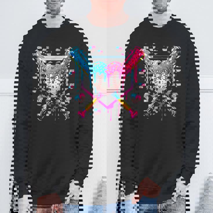 バレンタイン 野球 ハート 滴る アイスクリーム ミニハート スウェットシャツ 高齢者への贈り物