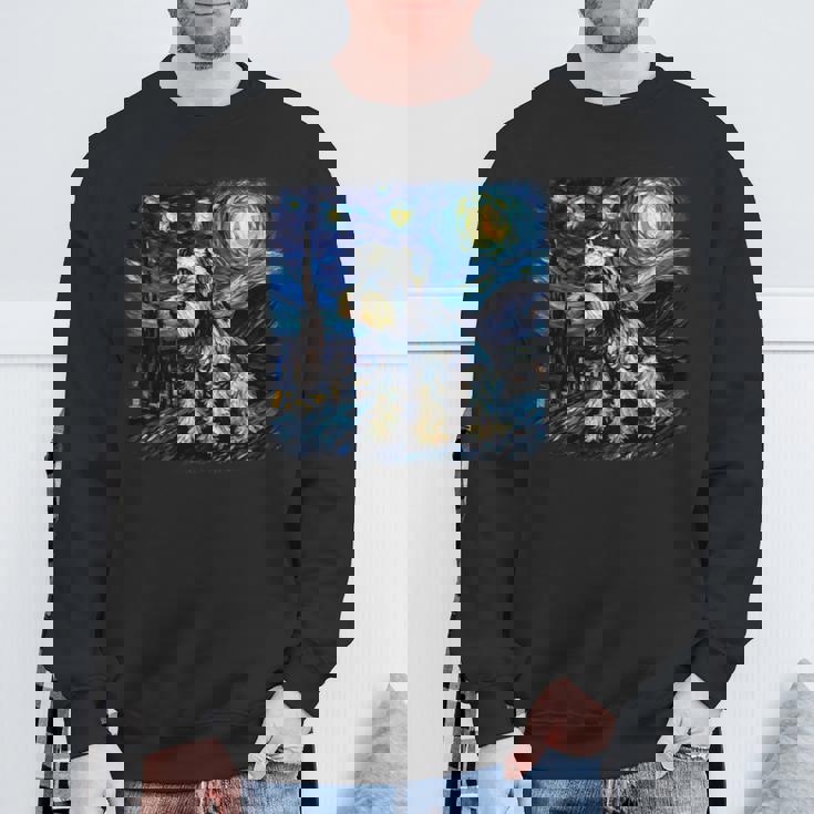 バン・ゴッホ 星月夜ミニチュア・シュナウザー 長袖tシャツ スウェットシャツ 高齢者への贈り物