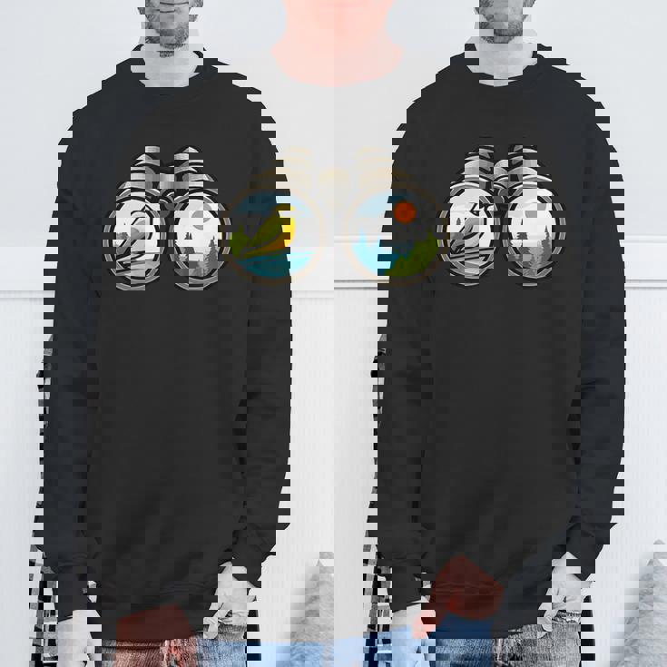 バードウォッチング双眼鏡デザイン スウェットシャツ 高齢者への贈り物