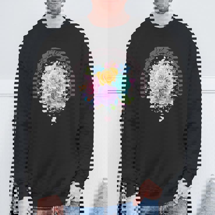 パステルレインボーローズがあらゆる色合いにハートを咲かせます スウェットシャツ 高齢者への贈り物