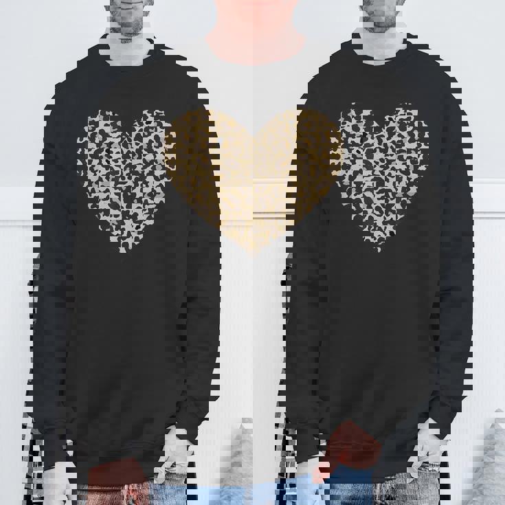 ヒョウ柄ハートソフトベージュ スウェットシャツ 高齢者への贈り物