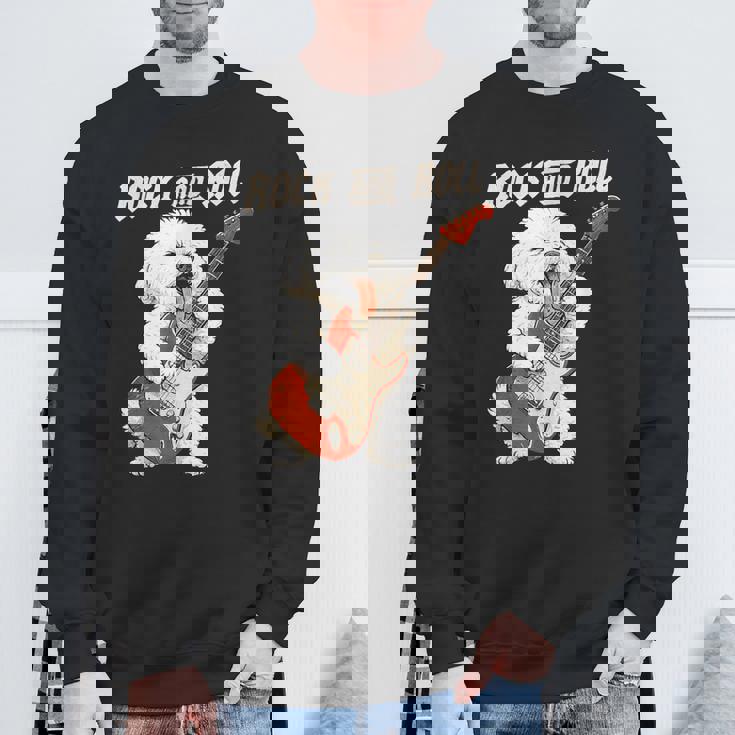 ビション・フリーゼ ギターを弾く ロックンロール 犬好き スウェットシャツ 高齢者への贈り物