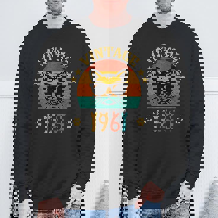 ビンテージファニーキャットシャツ 誕生日プレゼント 1961 メンズ レディース 65歳 スウェットシャツ 高齢者への贈り物