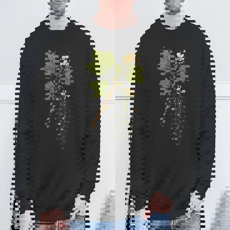 ビンテージボタニカルブラックカラント自然アートプリント スウェットシャツ 高齢者への贈り物