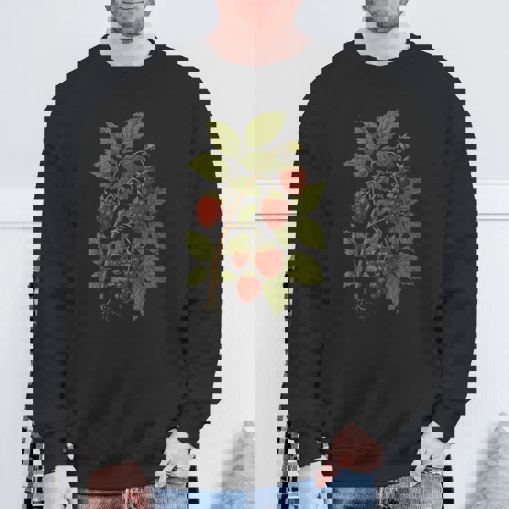 ビンテージボタニカルラズベリー自然アートプリント。 スウェットシャツ 高齢者への贈り物