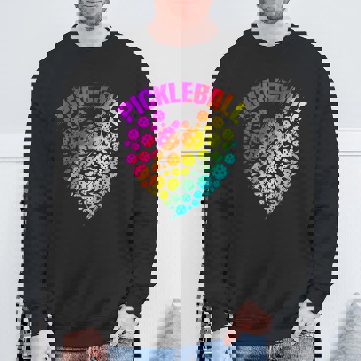 ピックルボール ハート カラフル ラブ ピックルボール スウェットシャツ 高齢者への贈り物