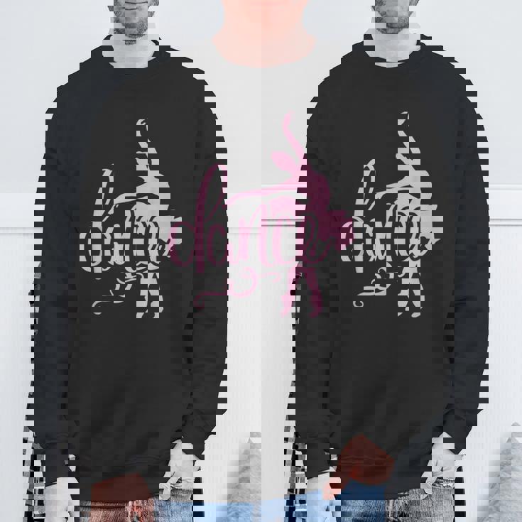 ピンクのバレエダンサー、スクリプトダンスレタリングデザイン。 スウェットシャツ 高齢者への贈り物