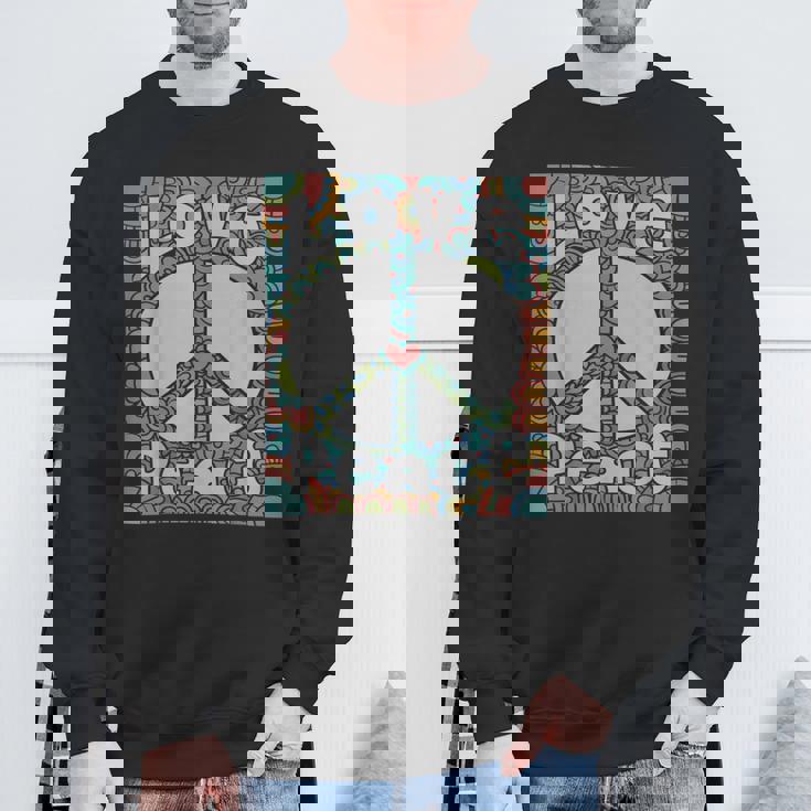 ピースサイン Love 60年代 70年代 タイダイ ヒッピー コスチュームシャツ スウェットシャツ 高齢者への贈り物