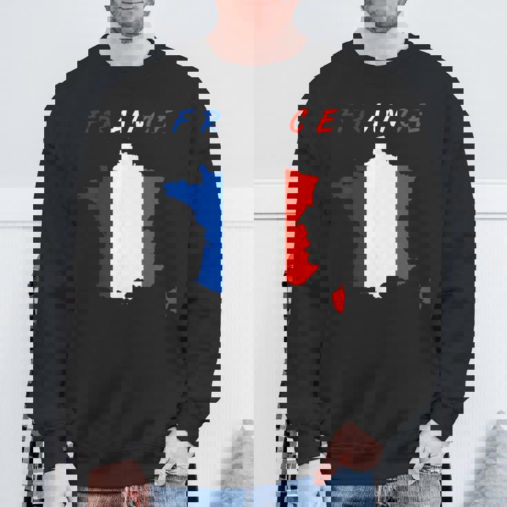 フランスの地図の中のフランス国旗tシャツ スウェットシャツ 高齢者への贈り物