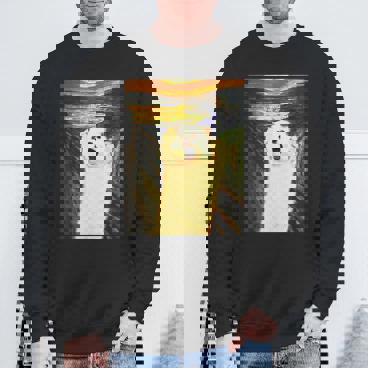 ポメラニアン 面白いtシャツ 犬 ムンクの叫び かわいい メンズ 子供 おもしろ 服 グッズ ネタ わんこ スウェットシャツ 高齢者への贈り物