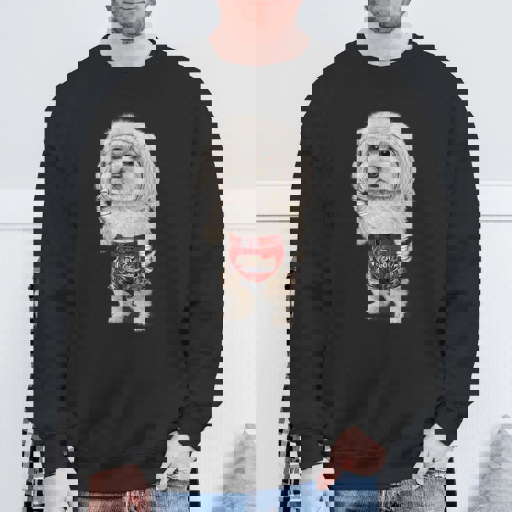 ムエタイキックボクシングチャンピオンとしてのマルチーズドッグ スウェットシャツ 高齢者への贈り物