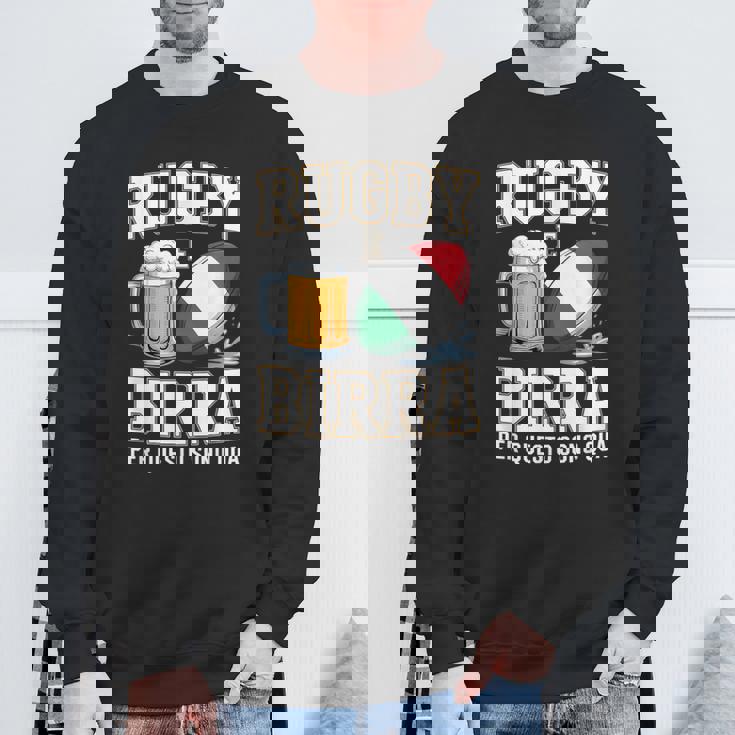 ラグビーとビール だからこそ私はここにいます イタリアのラグビーファン スウェットシャツ 高齢者への贈り物