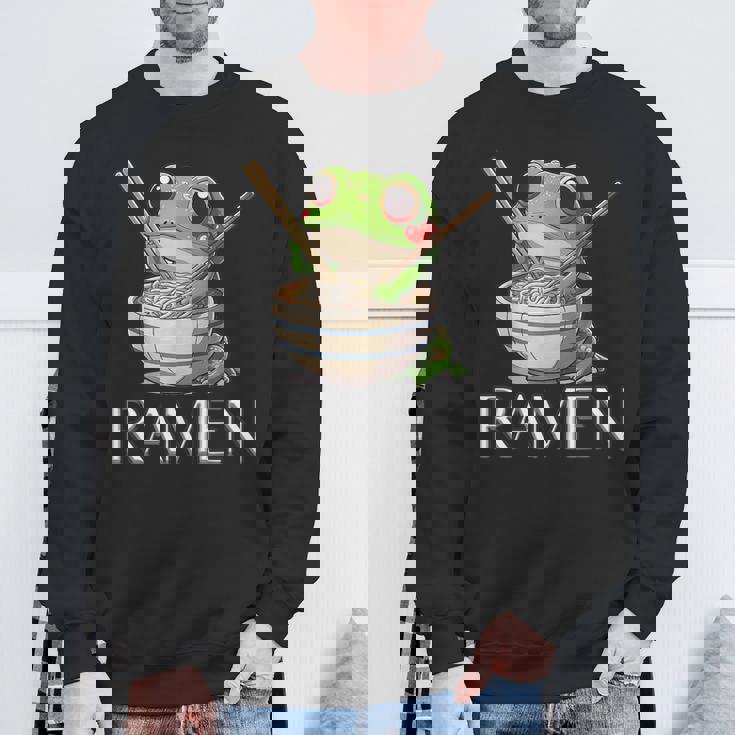 ラーメンを食べるカエルの麺 カワイイ 美的 日本アニメ スウェットシャツ 高齢者への贈り物