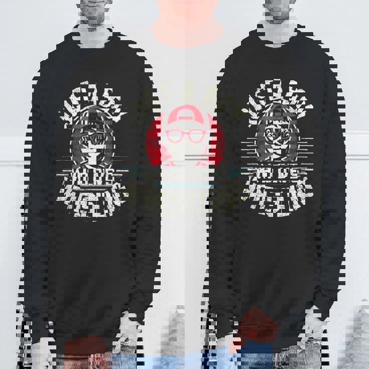 レスリングが大好きな少年 少年&キッズ レスラー スウェットシャツ 高齢者への贈り物