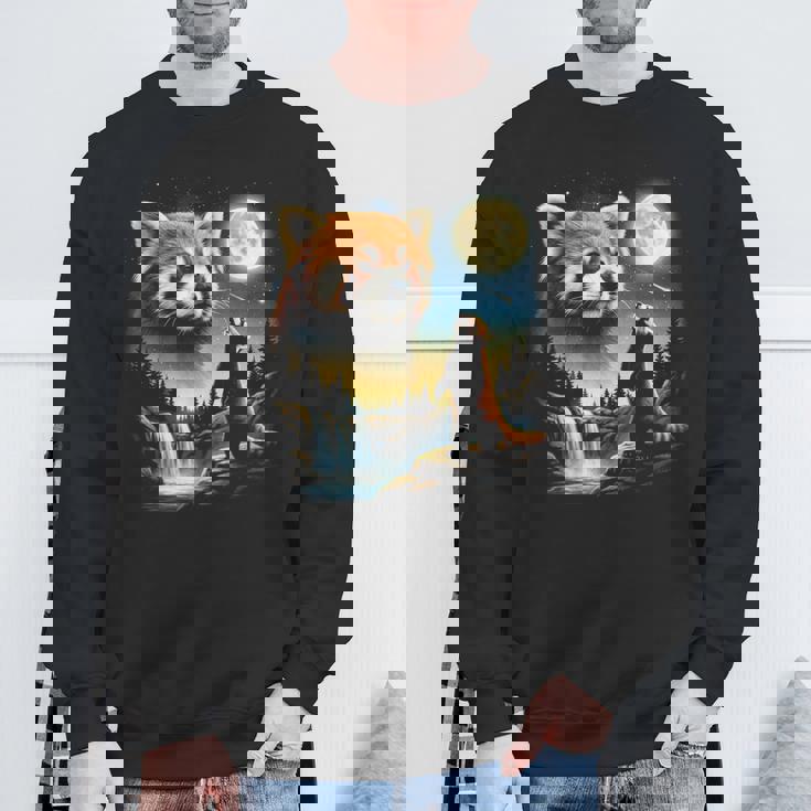 レッサーパンダ ハウリング トゥ ザ ムーン ミーム おもしろ 90年代 レッサーパンダ スウェットシャツ 高齢者への贈り物