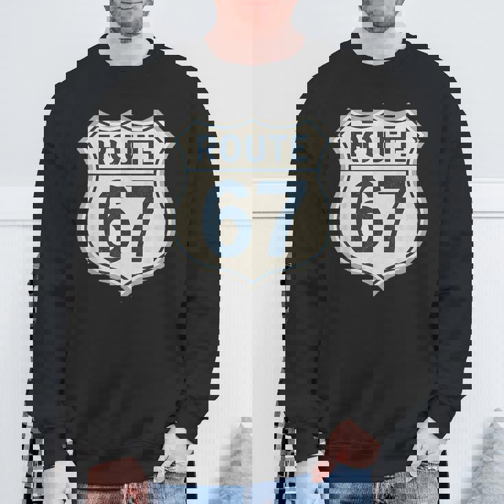 レトロ ルート 67 ハイウェイ サイン ヴィンテージ ロード ノスタルジア スウェットシャツ 高齢者への贈り物