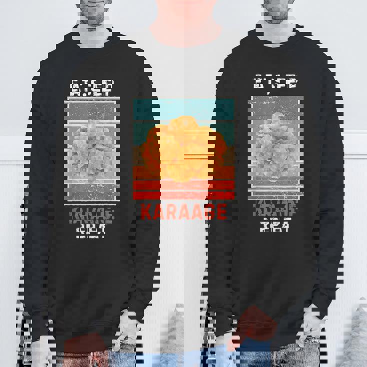 レトロ 食べる 寝る からあげ リピート ヴィンテージ からあげ フード好き スウェットシャツ 高齢者への贈り物