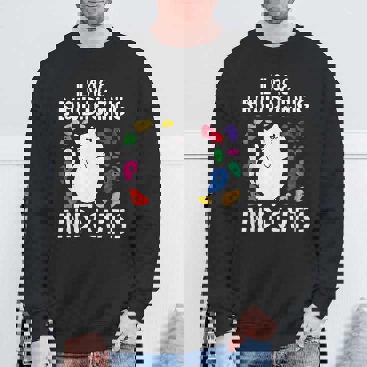 ロッククライミングホールズ クライマー キュート I Love ボルダリングと猫 スウェットシャツ 高齢者への贈り物