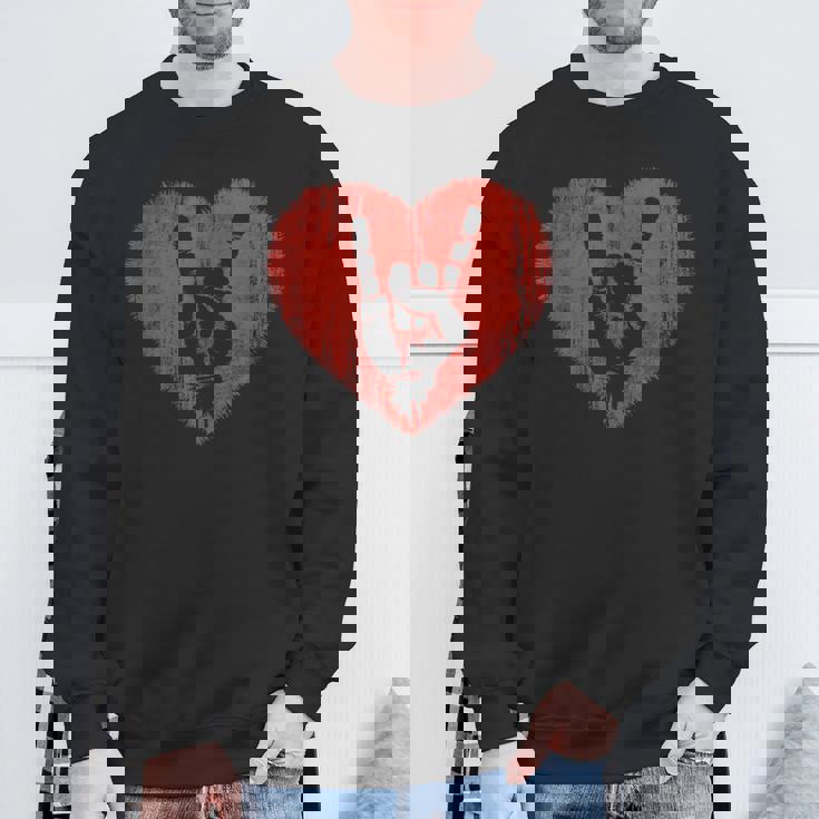 ロックミュージックラバーレッドハートロックンロール スウェットシャツ 高齢者への贈り物