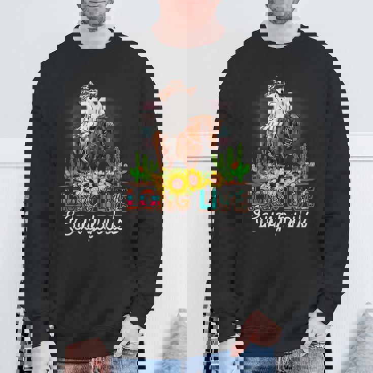 ロングライブ カウグール ウエスタンゴースト 乗馬馬 ハロウィン スウェットシャツ 高齢者への贈り物