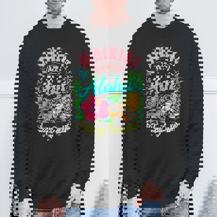 ワイキキ ハワイ アロハ サーフィン パラダイス ハイビスカス パイナップル スウェットシャツ 高齢者への贈り物