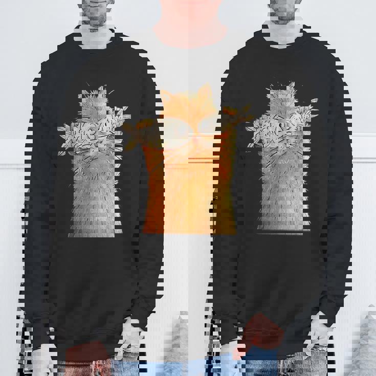 ヴィンテージ かわいい 面白い 猫 2匹の魚が目についた 恋人 気まぐれな スウェットシャツ 高齢者への贈り物