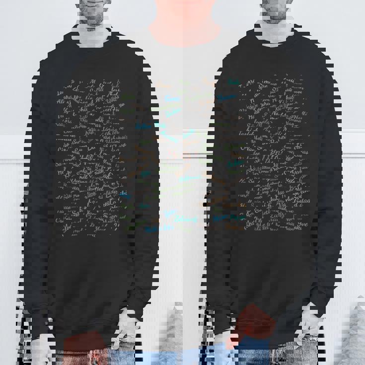 世界の100言語でこんにちは、国際連合 長袖tシャツ スウェットシャツ 高齢者への贈り物